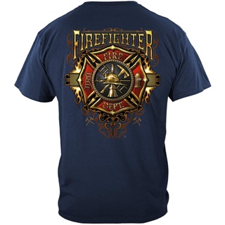 เสื้อยืดพิมพ์ลายแฟชั่น Lint9 เสื้อยืดแขนสั้น พิมพ์ลาย Fire Fighter Once Always Firefighter Fire Gear พลัสไซซ์ สําหรับผู้
