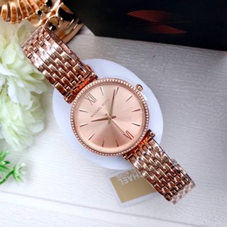 (ผ่อน0%) นาฬิกา Michael Kors MK4421 Maisie Quartz Crystal Rose Dial Ladies Watch สแตนเลสสีโรสโกลด์ หน้าปัดกลม 37มม.