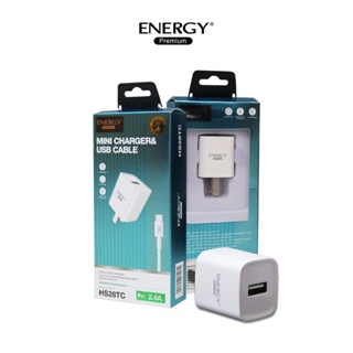 หัวชาร์จเร็ว 2.4A อแดปเตอร์ &amp; สายชาร์จ Energy Premium HS28 Mini Adapter for IPPH/TypeC/Micro USB