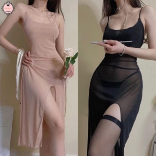 Womens See Through Sleeveless High Slit Bodycon Mini Dress Lingerie Sleepwear 2022 hot sla enew