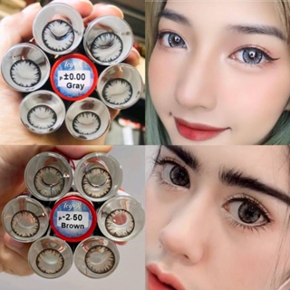 คอนแทคเลนส์ บิ๊กอาย รุ่น Icy-x/Chimmer เกล็ดหิมะ เกล็ดน้ำแข็ง สีเทา/ตาล Gray/Brown มีค่าสายตา (0.00)-(-10.00)