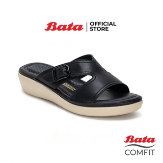 Bata Comfit บาจา คอมฟิต รองเท้าแตะเพื่อสุขภาพ แบบสวม สูง 1.5 นิ้วนุ่ม ใส่สบาย ไม่เมื่อย Comfortwithstyle สำหรับผู้หญิง รุ่น Chaska สีดำ 6616872