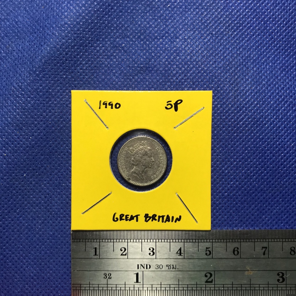 เหรียญรหัส15557-ปี-1990-อังกฤษ-5-pence-เหรียญต่างประเทศ-เหรียญสะสม-เหรียญหายาก