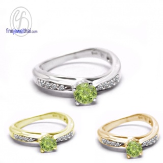 Finejewelthai-แหวนเพอริดอท-เพชรcz-แหวนเงิน-แหวนพลอยแท้-Periot-Silver-Ring-Birthstone-R1282pd (เลือกสีตัวเรือนได้)
