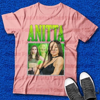 เสื้อยืดโอเวอร์ไซส์Anitta เสื้อยืด Unisex Vintage เสื้อวันเกิดของขวัญวันขอบคุณพระเจ้าเสื้อลายคริสต์มาสความงามคลาสสิก Ret