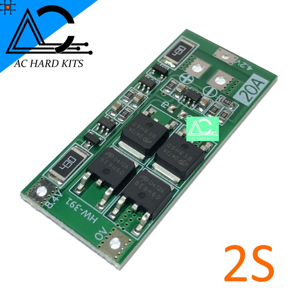 โมดูลชาร์จ 2S 20A BMS 8.4V 18650 Lithium Battery Protection Board For 2 ...