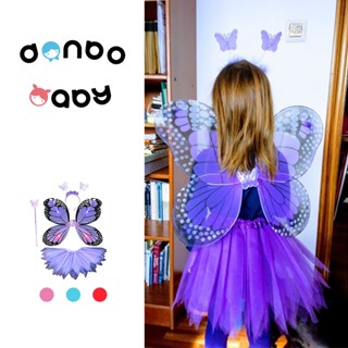 Danbobaby กระโปรงคอสเพลย์ รูปปีกผีเสื้อ เรืองแสง สําหรับเด็กผู้หญิง 4 ชิ้น