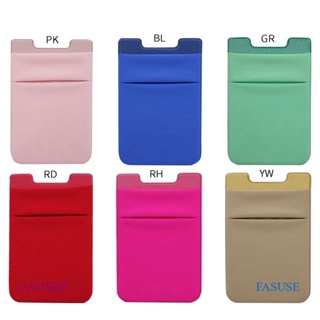 FAUSSIP Credit Card Pocket Sticker Pouch Holder Adhesive Silicone Case For Cell Phone