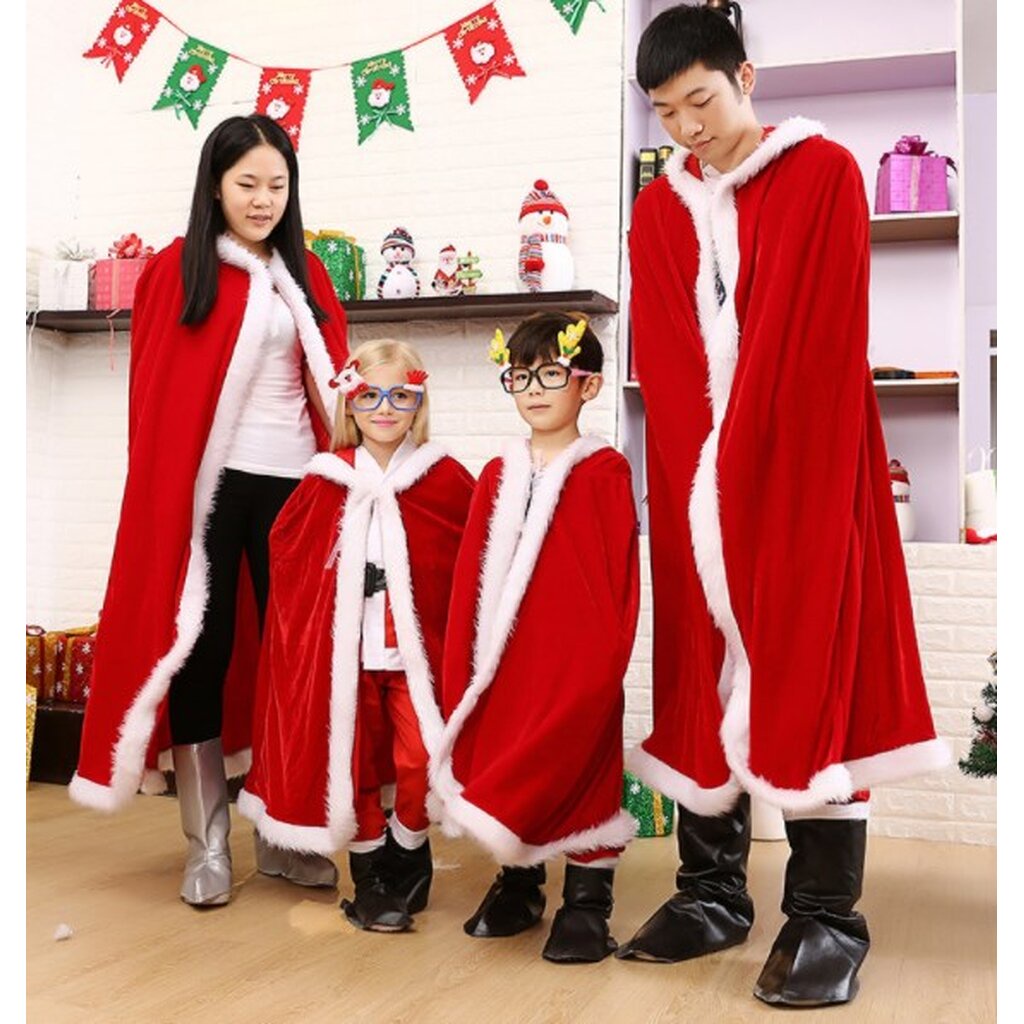ภาพหน้าปกสินค้าผ้าคลุมคริสต์มาสมีฮูด ผ้าคลุมแดงแฟนซี