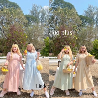 ชุดเดรสยาวผ้าฝ้ายลินินกระดุมหน้า เก็บทรงพลางหุ่นมาก Plus size