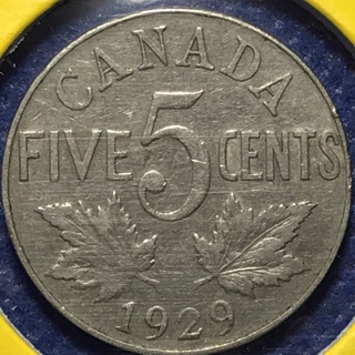 No.60766 ปี1929 แคนาดา 5 CENTS เหรียญสะสม เหรียญต่างประเทศ เหรียญเก่า หายาก ราคาถูก