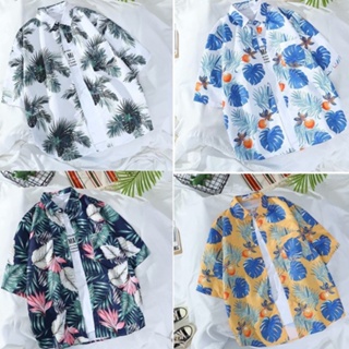 เสื้อฮาวาย สินค้ามาใหม่ hawaii สำหรับผู้ชาย ผ้านิ่มใส่สบาย สไตล์เกาหลี เสื้อเชิ้ตลายใบไม้ ฮาวายพิมลาย พร้อมส่ง