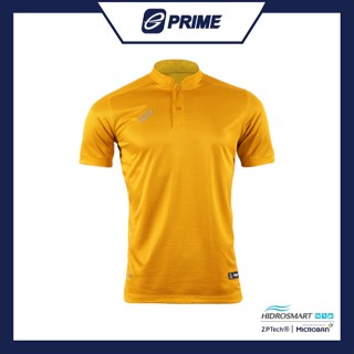 EGO PRIME PM213: เสื้อโปโลคอจีนแขนสั้น ไหล่สโลป สีเหลืองทอง เสื้อโปโล เสื้อคอจีน