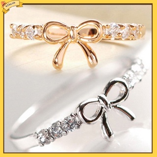 [Athena] เครื่องประดับ แหวน ประดับโบว์ พลอยเทียม สวยหรู เรียบง่าย สําหรับผู้หญิง งานแต่งงาน