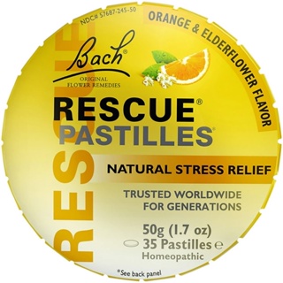 พร้อมส่งที่ไทย! Bach Rescue Pastilles Natural Stress Relief Original Orange and Elderberry -- 1.7 oz ของแท้ 100% นำเข้า