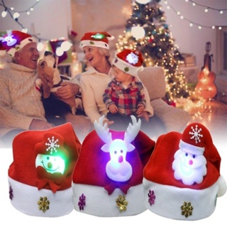 หมวกซานตาคลอส สโนว์แมน มีไฟ LED เหมาะกับเทศกาลคริสต์มาส สําหรับเด็ก และผู้ใหญ่