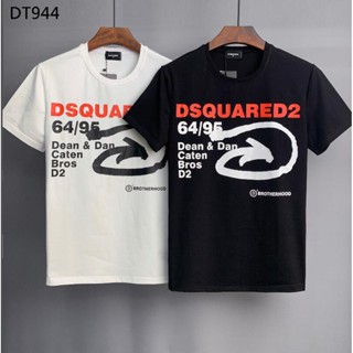 เสื้อคู่วินเทจ ผู้หญิงเสื้อยืดขนาดใหญ่ Dsquared2 คู่แฟชั่นผ้าฝ้าย D2 แขนสั้นคอลูกเรือเสื้อยืดแฟนของขวัญ DT944