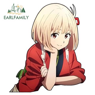 Earlfamily สติกเกอร์ ลายเด็กผู้หญิงน่ารัก Lycoris Recoil Nishikigi Chisato 13 ซม. สําหรับติดตกแต่งหน้าต่างรถยนต์ แล็ปท็อป