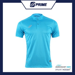 EGO PRIME PM213: เสื้อโปโลคอจีนแขนสั้น ไหล่สโลป สีฟ้าอะตอม เสื้อโปโล เสื้อคอจีน