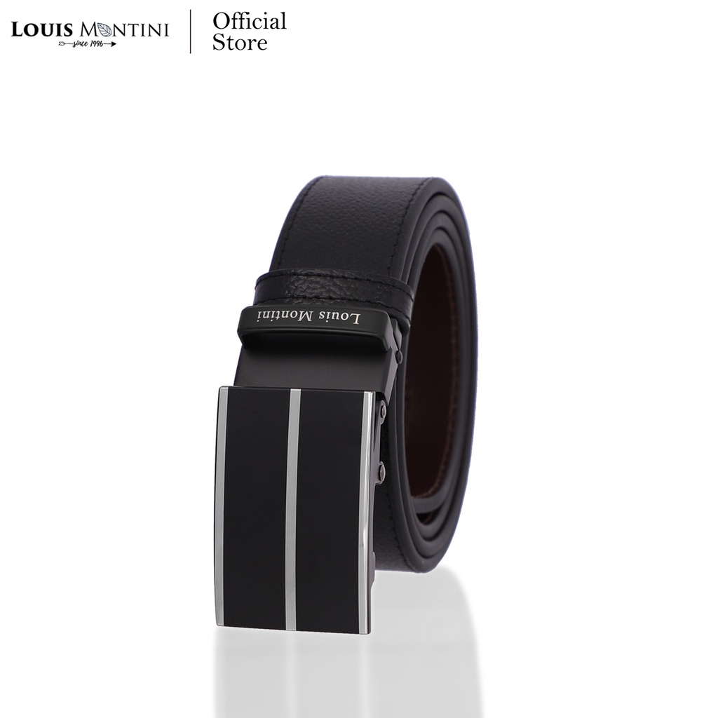 ภาพหน้าปกสินค้าLouis Montini Automatic Belt เข็มขัดหนังวัวแท้ หัวออโต้เมติค เข็มขัดหนังแท้ ลุคนักธุรกิจ หนังอัดลายจระเข้ Bussiness belt รุ่น MGN349