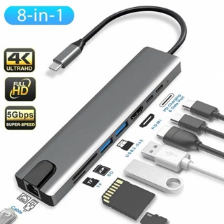 USB Type-C 3.1 HUB การ์กรีดเดอร์ ฮับพอร์ท USB C to HDMI / USB3.0 / RJ45 1000Mbps / TF/SD Card Reader/ PD