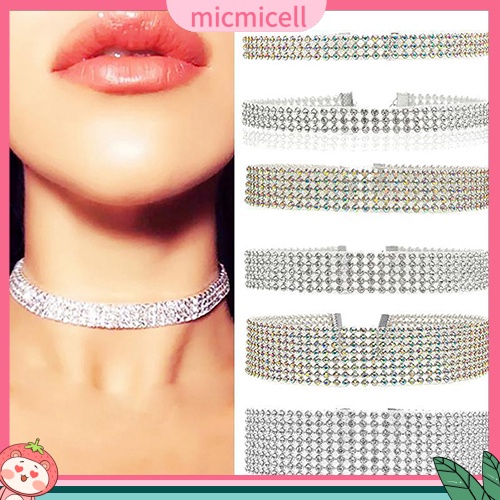 ภาพหน้าปกสินค้า(micmicell) Women's Fashion Full Rhinestones Sparkling Choker Short Collar Necklace Jewelry จากร้าน micmicell.th บน Shopee