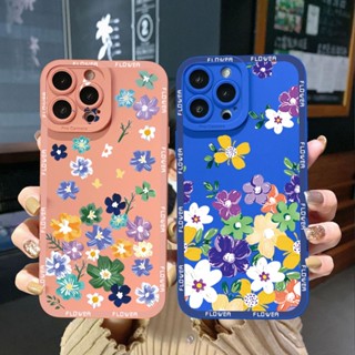 เคสโทรศัพท์มือถือ ขอบสี่เหลี่ยม ป้องกันเต็มเลนส์ ลายดอกไม้ สวยงาม สําหรับ Samsung Galaxy A33 A53 A73 5G A32 A52S A72 A31 A41 A71