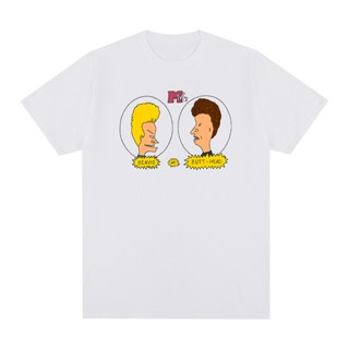 เสื้อแฟชั่นผญ2022 อื่นๆ Beavis &amp;amp;Butthead บีวิสอารมณ์ขันและก้นออกแบบใหม่ระบายอากาศสีขาวเสื้อยืดผ้าฝ้ายผู้ชายเสื้อยืดใ