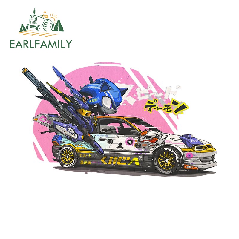 earlfamily-สติกเกอร์ไวนิล-ลายการ์ตูนอนิเมะ-demon-speeding-sonic-ขนาด-13-ซม-x-7-6-ซม-สําหรับตกแต่งประตูรถยนต์