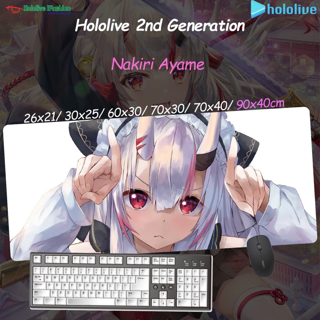 แผ่นรองเมาส์-คีย์บอร์ด-ลายอนิเมะ-hololive-vtuber-ayame-overlock-acg-สําหรับเล่นเกม