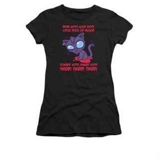 Dead Cold Angry Zombie Kitty Womens T-Shirt เสื้อยืดเปล่า เสื้อขาว