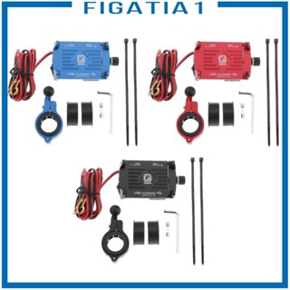 [figatia1] ที่วางโทรศัพท์มือถือ โลหะผสม พร้อมที่ชาร์จ USB สีดํา สําหรับรถจักรยานยนต์