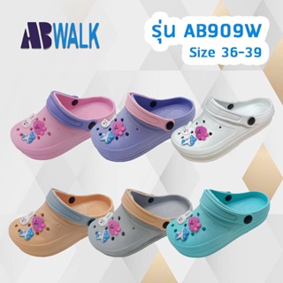 รองเท้าหัวโตเด็กและผู้หญิง abwalk AB909W มีตุ๊กตาน่ารักแถมให้ข้างละ3ตัว ถอดเข้าออกได้ รองเท้าแตะผู้หญิง รองเท้าแฟชั่น คุ