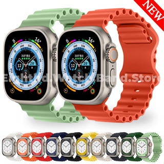 สายนาฬิกาข้อมือซิลิโคน ลายคลื่น สําหรับ Apple Watch Series Ultra 8 7 6 SE 5 4 3 2 1 iWatch ขนาด 49 มม. 41 มม. 45 มม. 44 มม. 42 มม. 40 มม. 38 มม.
