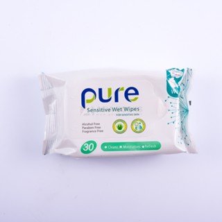 Asia Books แผ่นเช็ดทำความมสะอาด  PURE SENSITIVE WET WIPES 30S