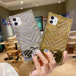 iPhone 14 Pro Max iPhone 13 12 11 Pro max iPhone 14 plus Gold diamond square glitter mirror phone case