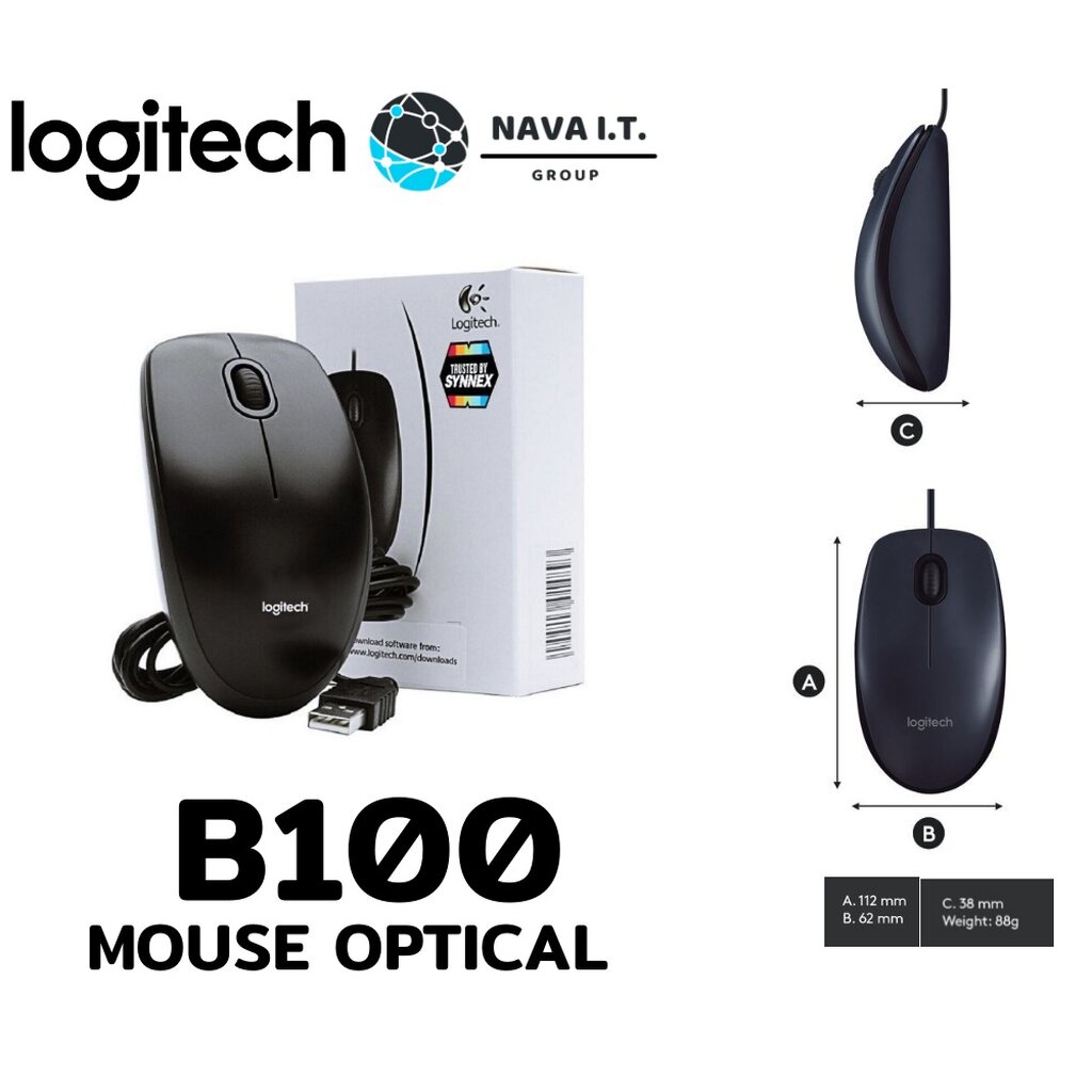 ภาพหน้าปกสินค้า️กรุงเทพฯด่วน1ชั่วโมง ️ LOGITECH MOUSE (เมาส์) B100 OPTICAL USB MOUSE รับประกัน 3 ปี จากร้าน nava.it บน Shopee