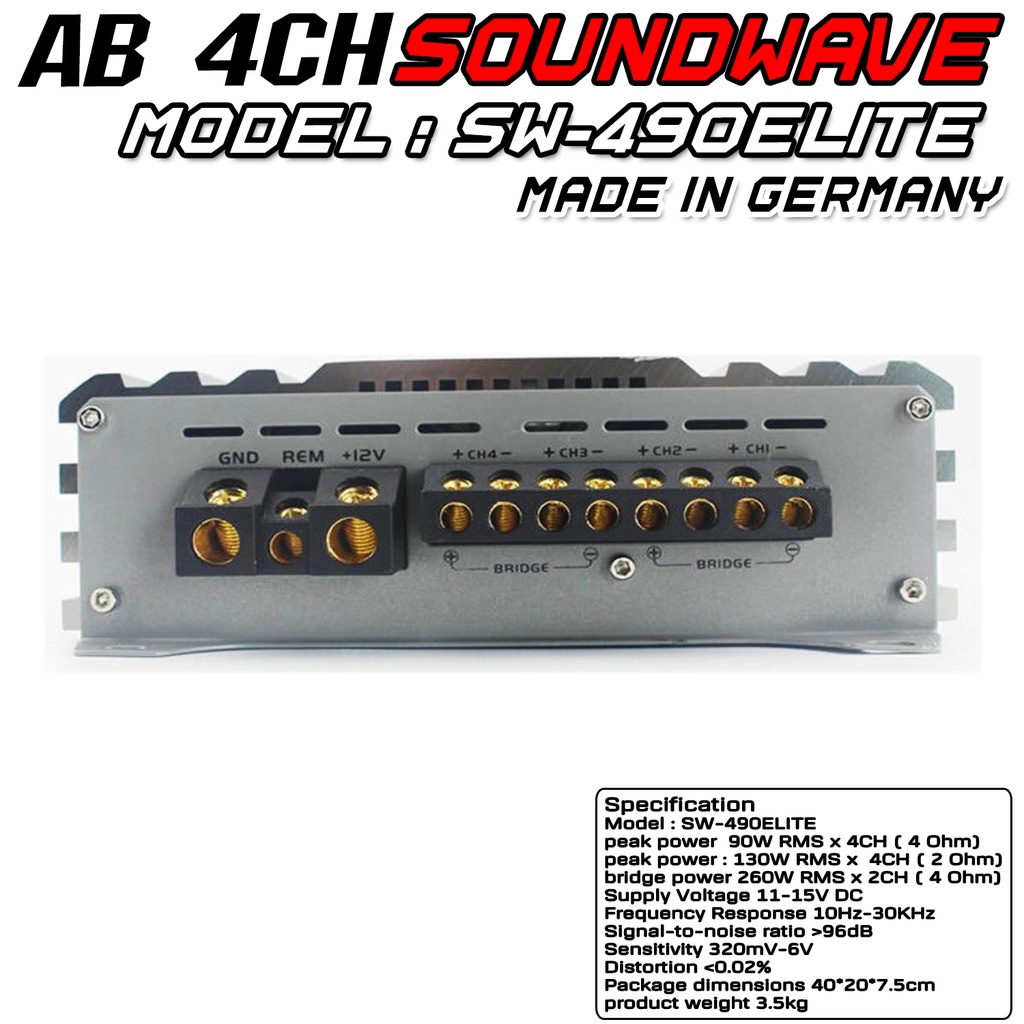 soundwave-class-ab-4ch-รุ่น-sw-490elite-made-in-germany-เพาเวอร์แอมป์-แอมป์ขยายรถยนต์-เพาเวอร์รถยนต์-เครื่องเสียงรถยนต์