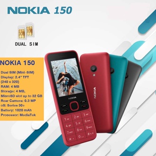 ภาพหน้าปกสินค้าโทรศัพท์มือถือ100% Nokia 150 รอม 2.4 นิ้ว ด้วยกล้อง รอม 4MB ซิมคู่ วิทยุ FM การ์ดหน่วยความจําที่รองรับ ที่เกี่ยวข้อง