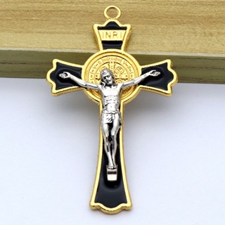 Diyalo จี้ไม้กางเขน St Benedict Crucifix สีทอง สีเงิน สําหรับทําเครื่องประดับ สร้อยคอ DIY 1 ชิ้น