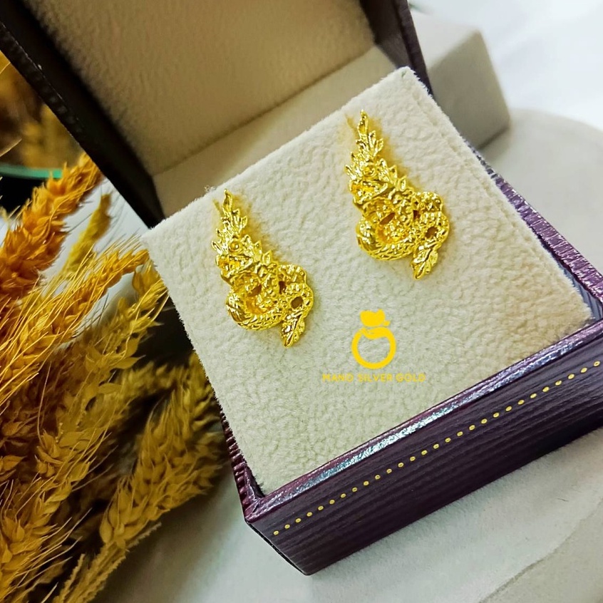 ภาพหน้าปกสินค้าต่างหู พญานาค 0521 ต่างหูทองไมครอน ต่างหูพญานาค ต่างหูทองสวย ต่างหูทองไมครอน สีทอง