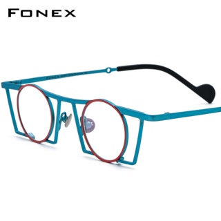 Fonex กรอบแว่นตา ไทเทเนียม ทรงกลม หลากสี สไตล์วินเทจ สําหรับผู้ชาย ผู้หญิง F85750