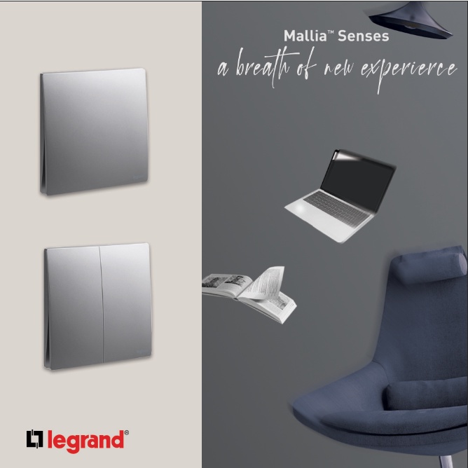 legrand-สวิตช์ทางเดียว-1ช่อง-สีเทาดำ-led-1g-16ax-illuminated-switch-รุ่นมาเรียเซนต์-mallia-senses-dark-silver-281010ds