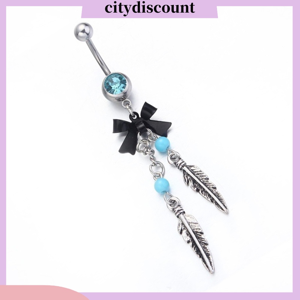 lt-citydiscount-gt-จิวเจาะสะดือ-ประดับลูกปัด-พลอยเทียม-สีฟ้า