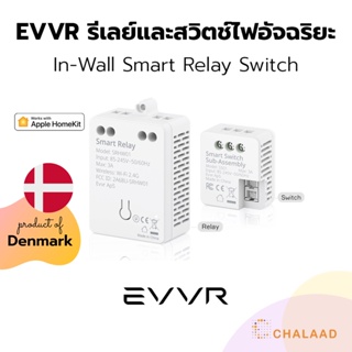 EVVR ชุดรีเลย์และสวิตช์ไฟอัจฉริยะเอฟเวอร์ สวิตช์ไฟไวไฟ สวิตช์ไฟ 2 ทาง สั่งผ่านแอป สั่งงานด้วยเสียง รองรับ Apple HomeKit