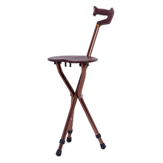 Elderly Portable Crutch Aluminum Three Legs Walking Cane Stick Chair Adjustable Foldable Cane Chair Stool Seat