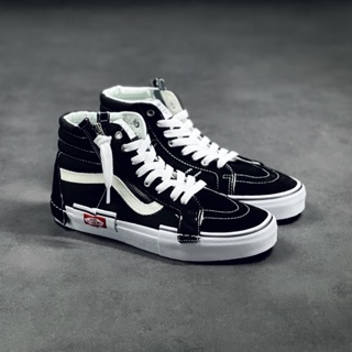 Vans Vault Sk8-Hi Cap LX Deconstructivism รองเท้าผ้าใบลําลอง สีดํา สีขาว ทรงสูง มีซิป -1903