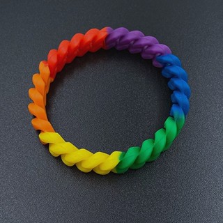 M004 สร้อยข้อมือซิลิโคน แบบเกลียว สีรุ้ง หลากสี คละสี สีดํา สีขาว กลวง อินเทรนด์ ผู้ชาย แฟชั่น เรียบง่าย สายรัดข้อมือซิลิโคน แบบเกลียว