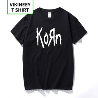 จัดส่งฟรี Mens T เสื้อแฟชั่นแขนสั้น Korn Rock Band Letter T เสื้อผ้าฝ้าย High Street เสื้อ Tee Plus ขนาด