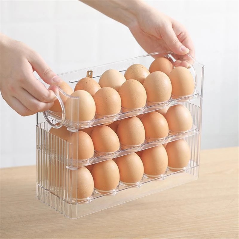 กล่องเก็บไข่ในตู้เย็น-ชั้นวางไข่-รองรับเครื่องมือจัดเก็บไข่พร้อมฝาปิด